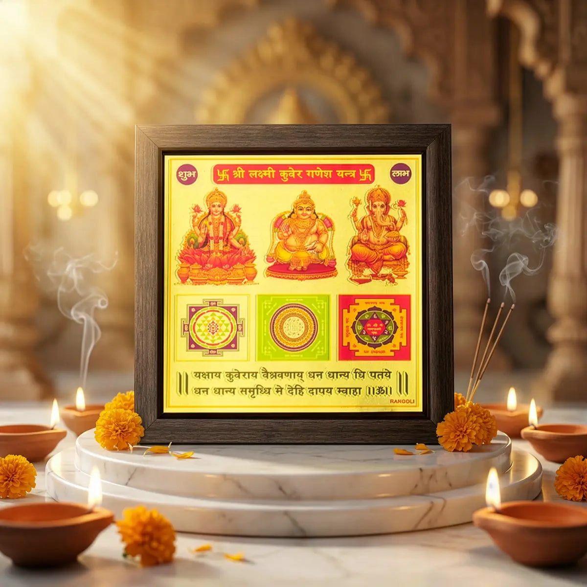 Shree Lakshmi Kuber Ganesh Yantra with Frame